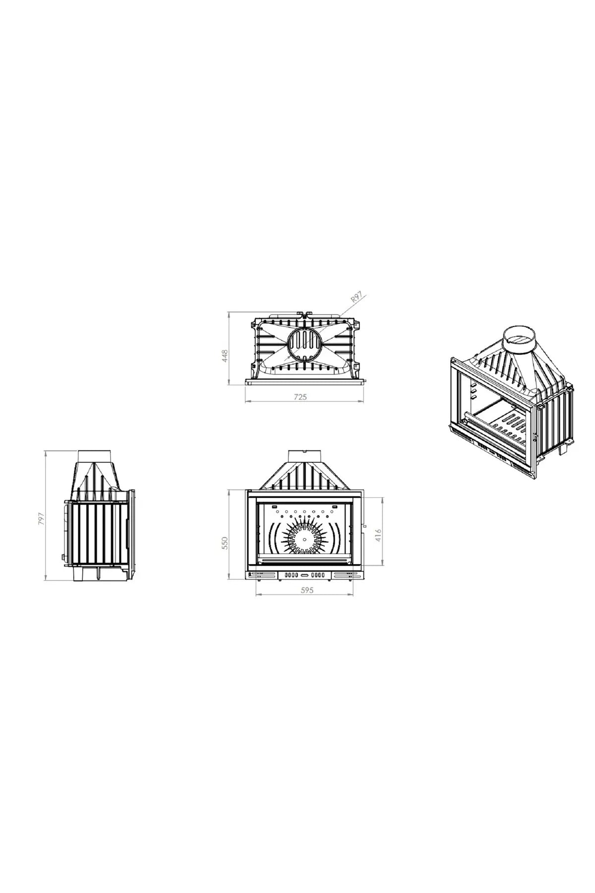 Klapeli Döküm Şömine Haznesi 70 Lik