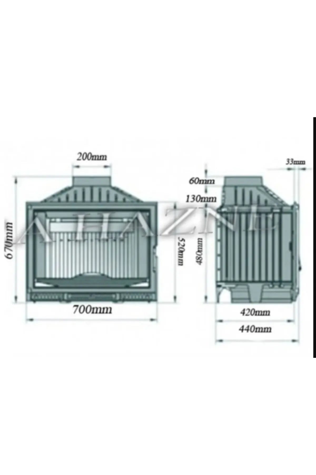 70'lik Standart Turbolu Klapeli Şömine Haznesi